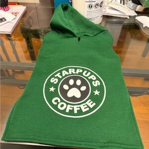 Green 'Starpups Coffee' Hooded Pet Tee